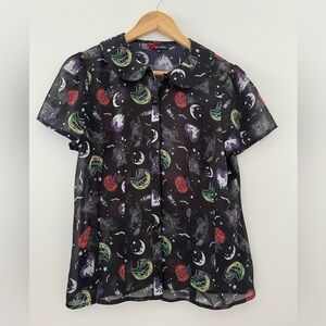 Hell Bunny Haunt for Nothing Button Up Halloween Top
